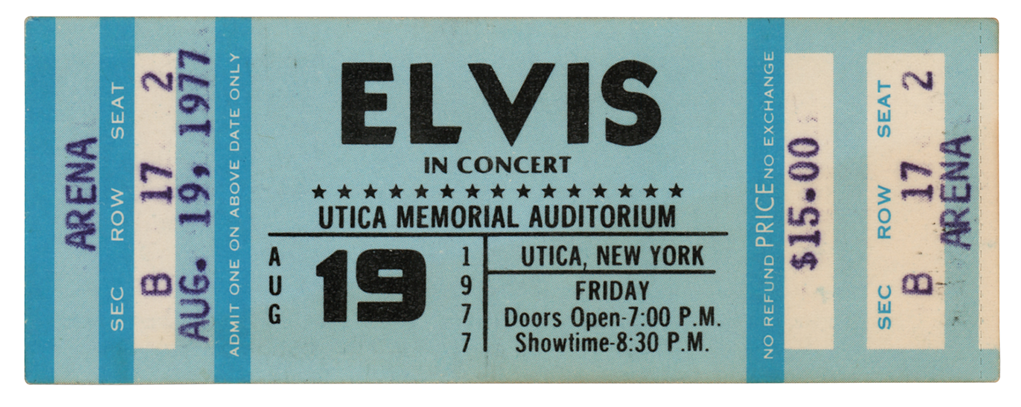 Lot #2185 Elvis Presley 1977 Post-Mortem Ticket
