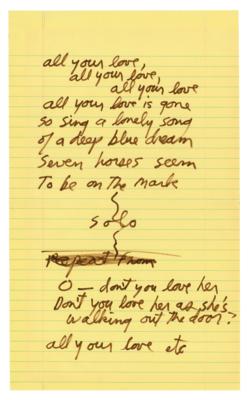 Lot #2127 Jim Morrison Handwritten Lyrics for 'Love Her Madly' - Image 3