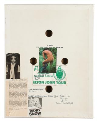 Lot #2007 John Lennon Twice-Signed and Handmade Collage Presented as a Gift to Elton John for His 28th Birthday - Image 2