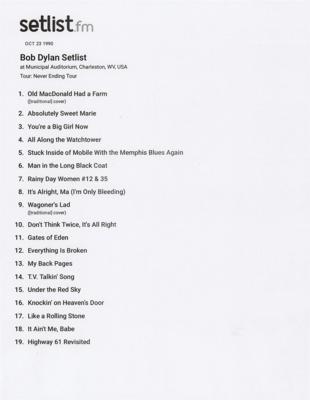 Lot #2074 Bob Dylan Handwritten Set List - Image 3
