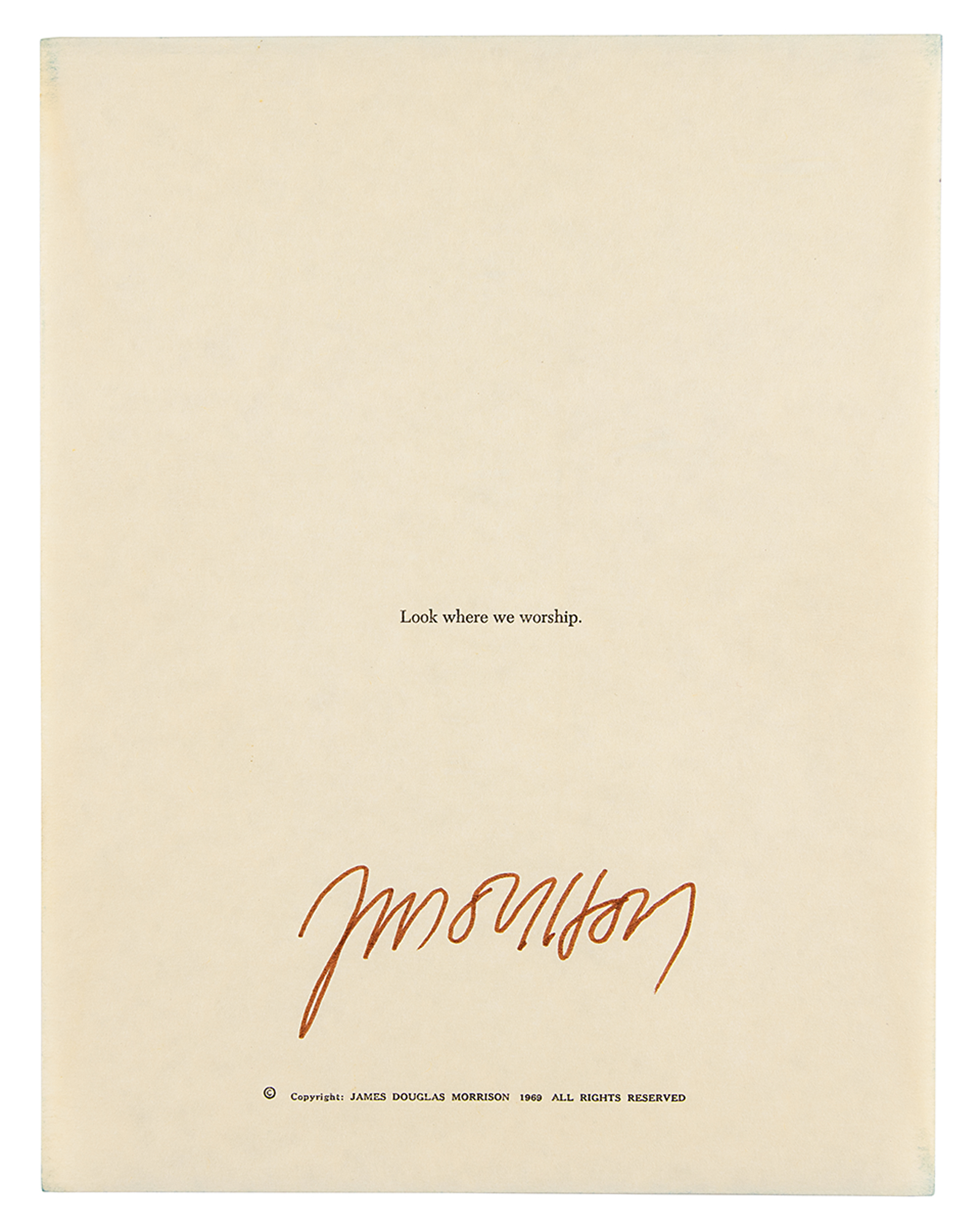 Lot #2128 Jim Morrison Signed Private-Edition Book: 'The Lords: Notes on Vision'