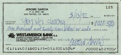 Lot #2133 Jerry Garcia Signed Check