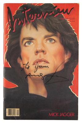 Lot #2103 Andy Warhol Signed Interview Magazine with Mick Jagger Cover