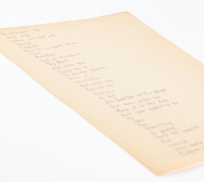 Lot #2059 Bob Dylan Signed Handwritten Poem: 
