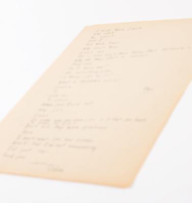 Lot #2063 Bob Dylan Signed Handwritten Poem: 
