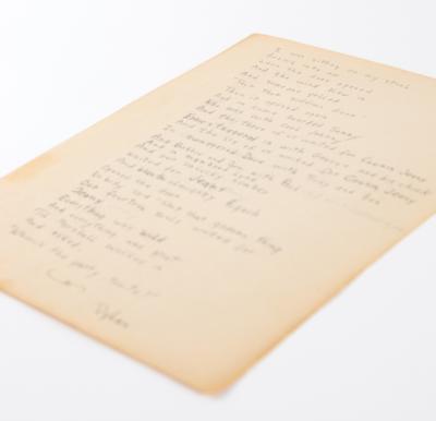 Lot #2065 Bob Dylan Signed Handwritten Poem: 