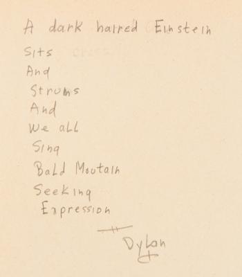 Lot #2066 Bob Dylan Signed Handwritten Poem: 