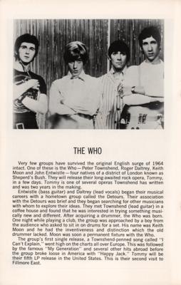 Lot #2123 The Who May 1969 'Fire Incident' Fillmore East Program - Image 4
