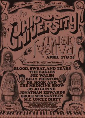 Lot #2292 Bruce Springsteen, The Eagles, Joe Walsh, and Others 1973 Ohio University Handbill - Image 1