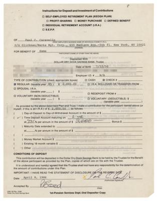 Lot #2243 KISS: Eric Carr Document Signed - Image 1