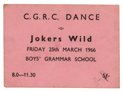 Lot #2154 David Gilmour 1966 Concert Ticket for Jokers Wild - Image 1
