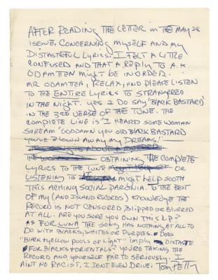 Lot #2244 Tom Petty Autograph Letter Signed