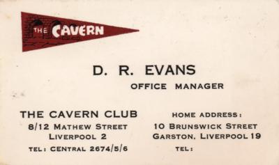 Lot #2052 D. R. Evans Cavern Club Business Card - Image 1