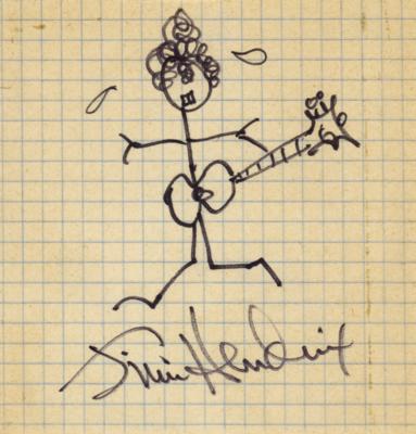 Lot #2085 Jimi Hendrix Original Sketch with Signature