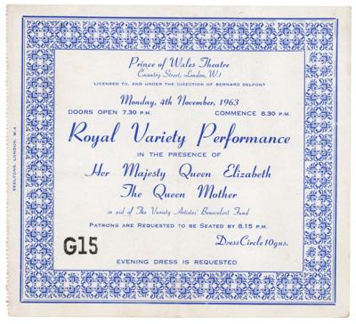 Lot #2004 Beatles 1963 Royal Variety Performance Concert Ticket Stub - Image 1