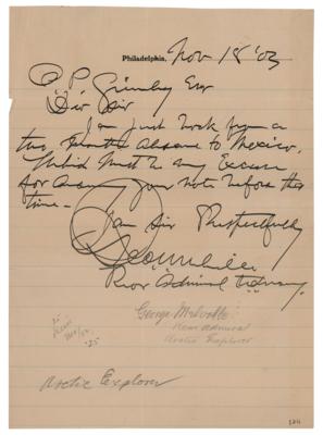 Lot #260 George W. Melville Autograph Letter Signed
