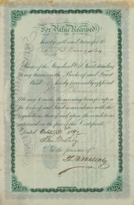 Lot #135 John D. Rockefeller and Henry M. Flagler Signed Stock Certificate - Image 2