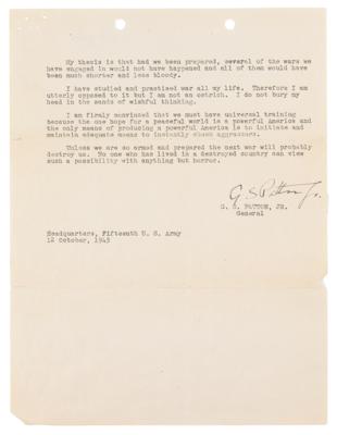 Lot #333 George S. Patton Typed Manuscript Signed with Accompanying Typed Letter Signed - Image 5