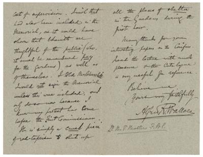 Lot #151 Alfred Wallace Autograph Letter Signed - Image 2
