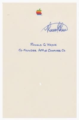 Lot #177 Apple: Ronald Wayne Signed Apple Stationery