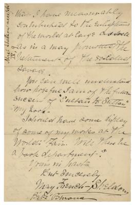 Lot #290 May French Sheldon Autograph Letter Signed - Image 2