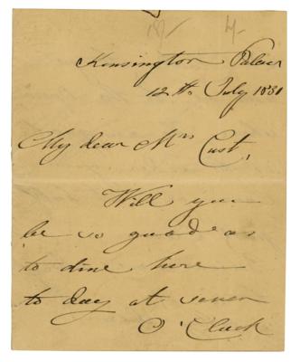 Lot #281 Princess Victoria of Saxe-Coburg-Saalfeld Autograph Letter Signed