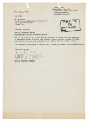 Lot #525 David Bowie Document Signed