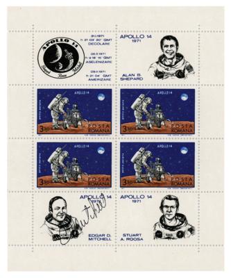 Lot #389 Edgar Mitchell Signed Stamp Block - Image 1