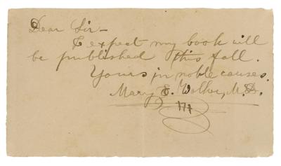 Lot #358 Mary Edwards Walker Autograph Letter Signed - Image 1