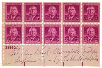 Lot #286 Stanley Reed Signed Stamp Block - Image 1