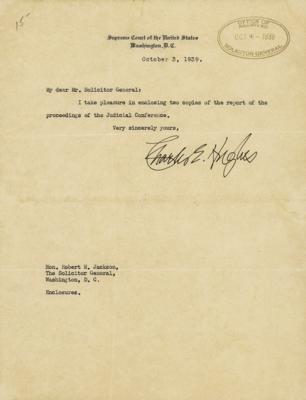Lot #233 Charles Evans Hughes Typed Letter Signed - Image 1