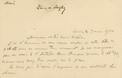 Lot #216 Louis de Broglie Autograph Letter Signed - Image 2