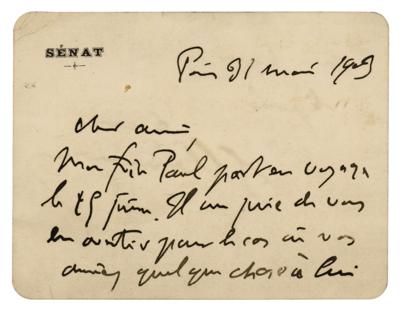 Lot #207 Georges Clemenceau Autograph Letter Signed - Image 1