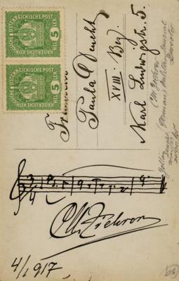 Lot #515 Carl Michael Ziehrer Autograph Musical Quotation Signed - Image 1