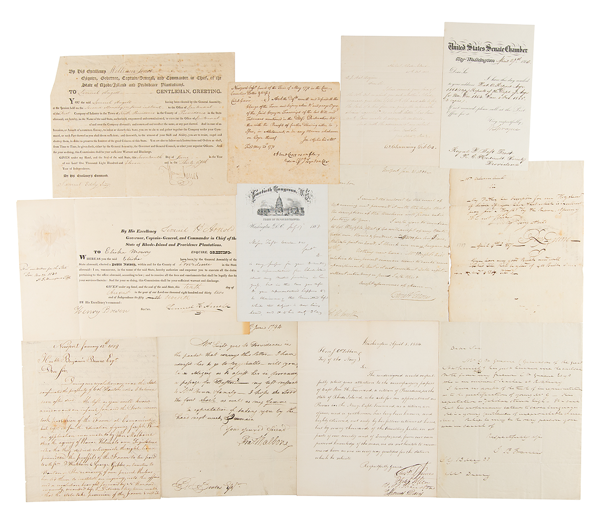 Lot #287 Rhode Island Politicians Archive of (40+) Letters and Documents