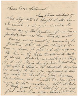 Lot #171 Wyatt Earp-dictated Letter Handwritten by His Wife, Josephine