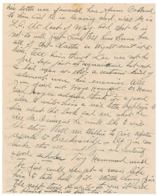 Lot #171 Wyatt Earp-dictated Letter Handwritten by His Wife, Josephine - Image 2