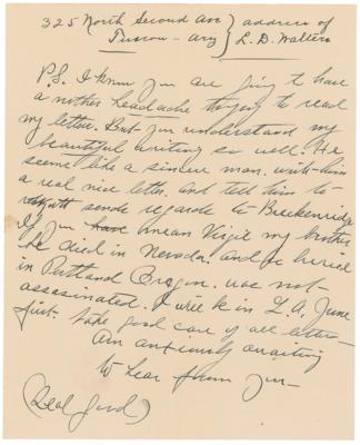 Lot #171 Wyatt Earp-dictated Letter Handwritten by His Wife, Josephine - Image 3