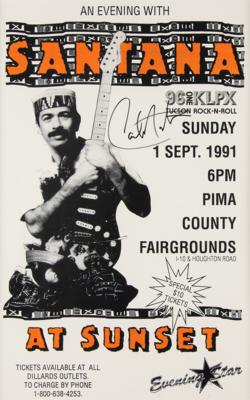 Lot #544 Carlos Santana Signed 1991 Concert Poster