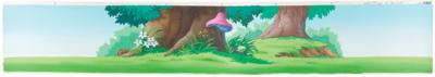Lot #850 Mushroom forest production cel overlay and matching super-pan production background from The Smurfs - Image 4