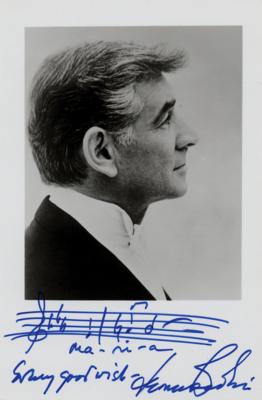 Lot #485 Leonard Bernstein Signed Photograph with Musical Quotation from West Side Story