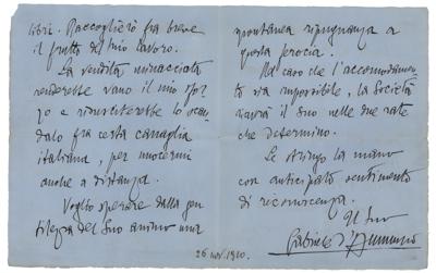 Lot #453 Gabriele D'Annunzio Autograph Letter Signed - Image 5