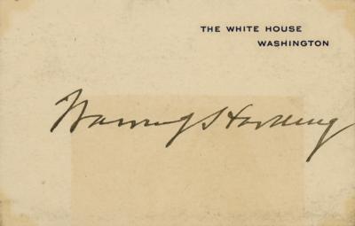 Lot #71 Warren G. Harding Signed White House Card