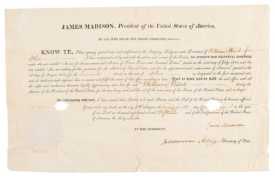 Lot #3 James Madison and James Monroe Document Signed as President and as Acting Secretary of State