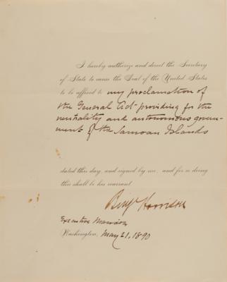 Lot #16 Benjamin Harrison Document Signed as