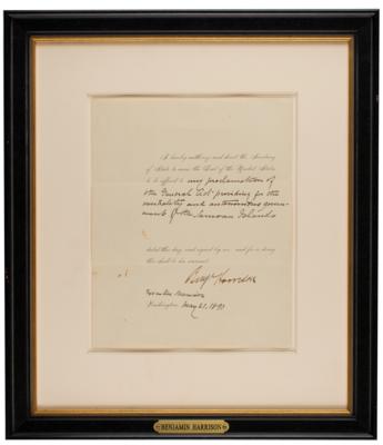 Lot #16 Benjamin Harrison Document Signed as President - Image 2