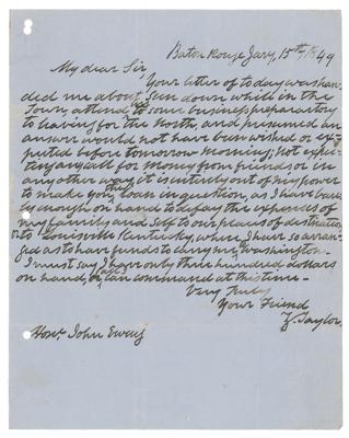 Lot #10 Zachary Taylor Autograph Letter Signed as