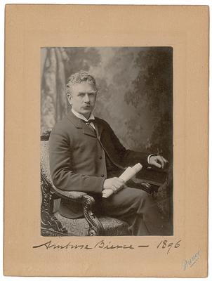 Lot #430 Ambrose Bierce Signed Photograph with Handwritten Note