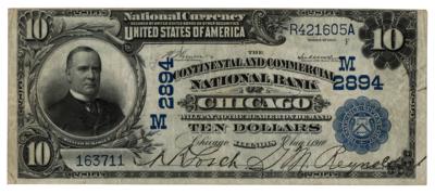 Lot #288 Series 1902 Blue Stamp 10-Dollar Bill (William McKinley)