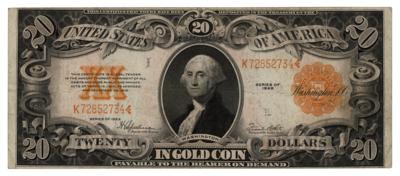 Lot #289 Series 1922 20-Dollar Gold Certificate (George Washington)